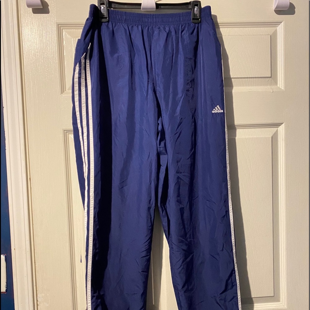 Blue Nylon Adidas Pants mens Large